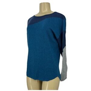 Smartwool Small Women Shadow Pine Colorblock Crew Sweater Pullover Wool Blend W4